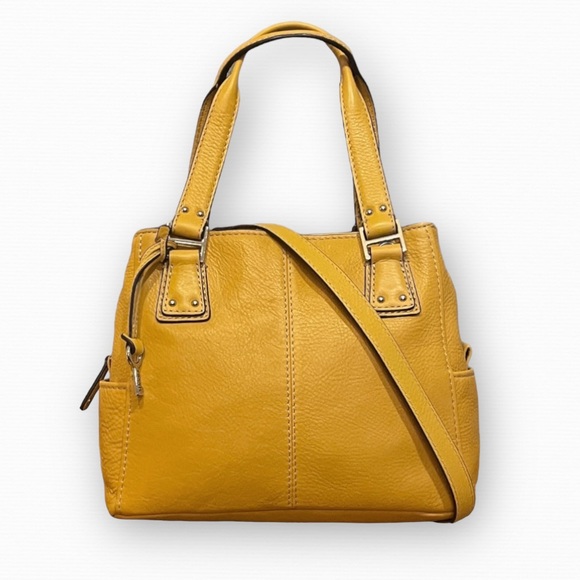 Fossil Handbags - NWOT! Fossil Canary Yellow Pebble Leather Convertible Satchel to Shoulder Bag